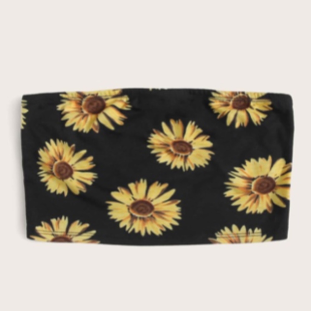 Sunflower Print Tube Top